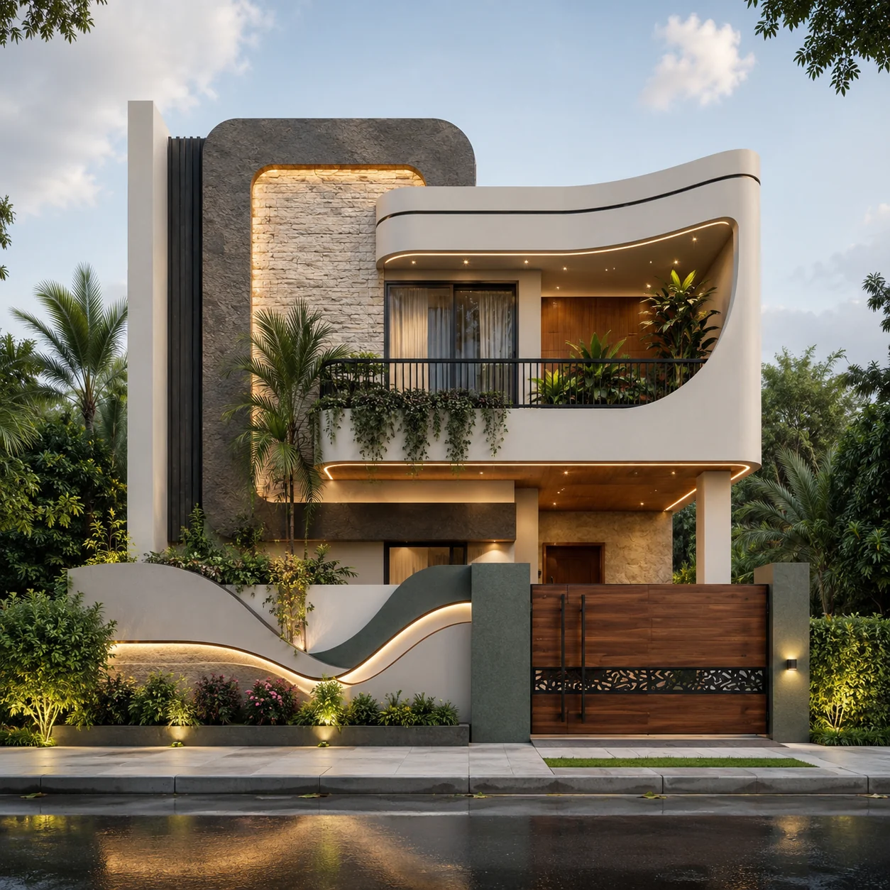 Main front elevation for Wave House