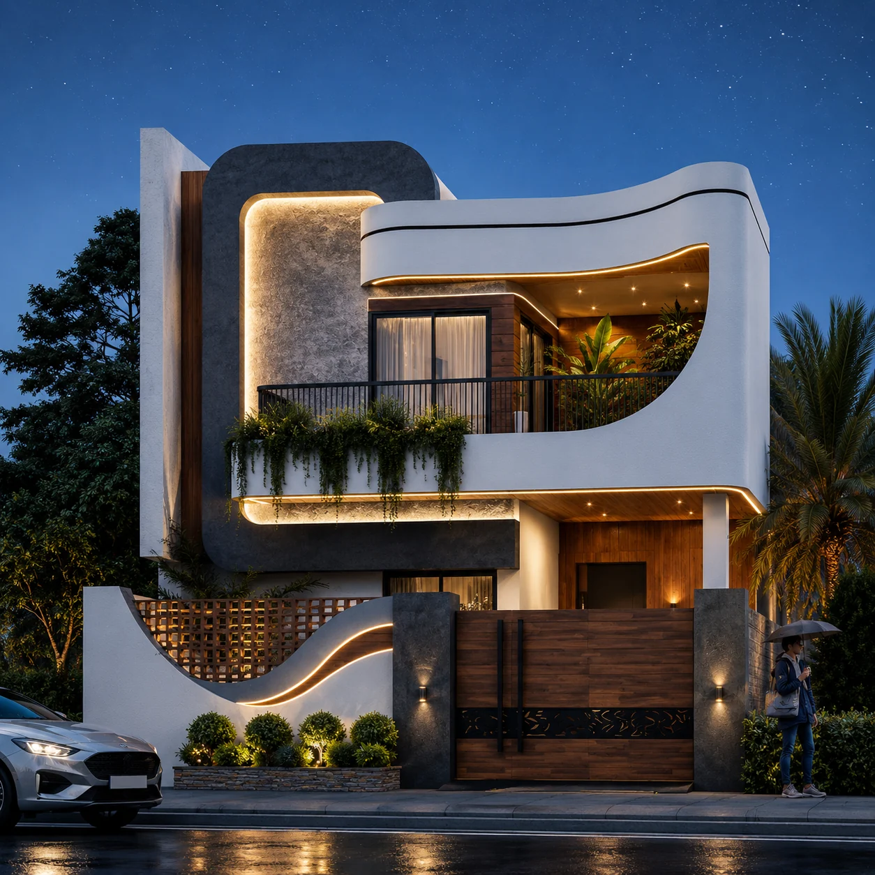 Night front elevation for Wave House