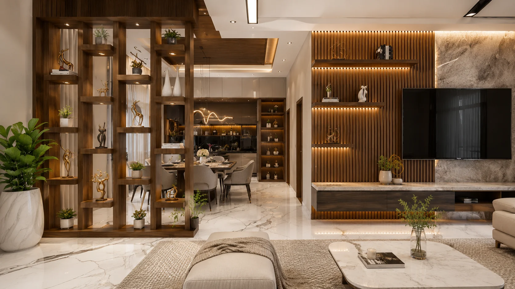 Open-plan living area for Autumn House Interior