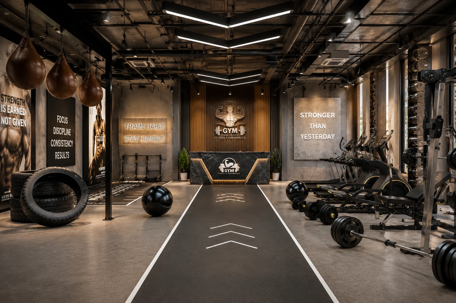 Training lane overview for Forge Fitness Club