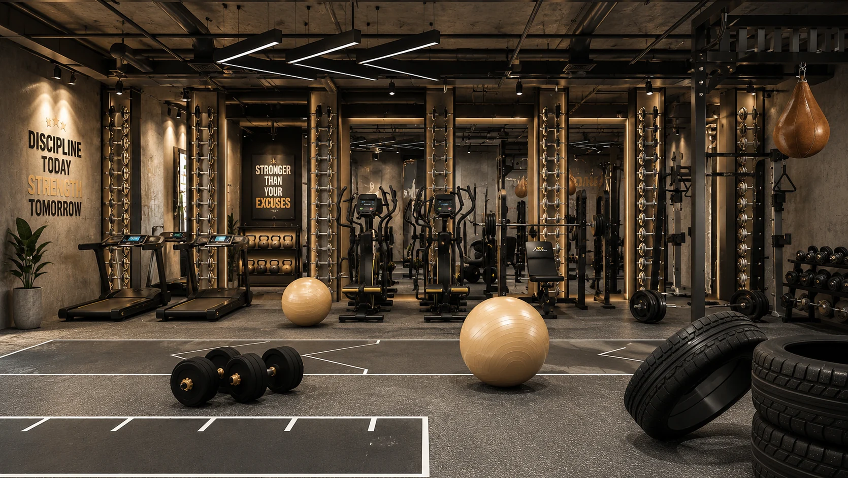 Strength equipment zone for Forge Fitness Club
