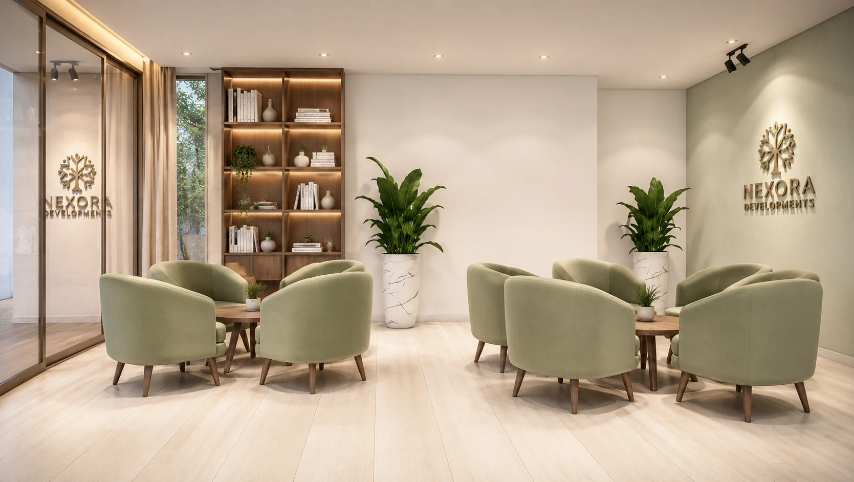 Branded seating area for Nexora Staff Lounge