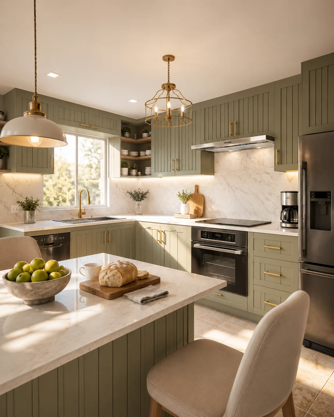 Island and cooking wall for Olive Kitchen and Dining