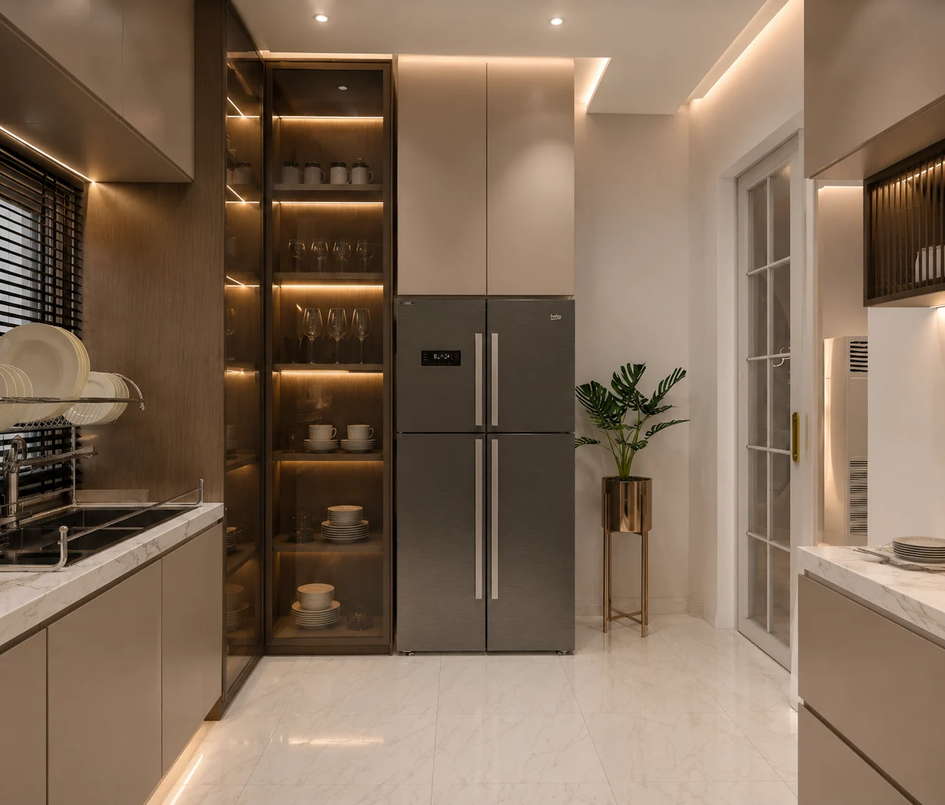 Refrigerator and display storage for Quartzline Kitchen