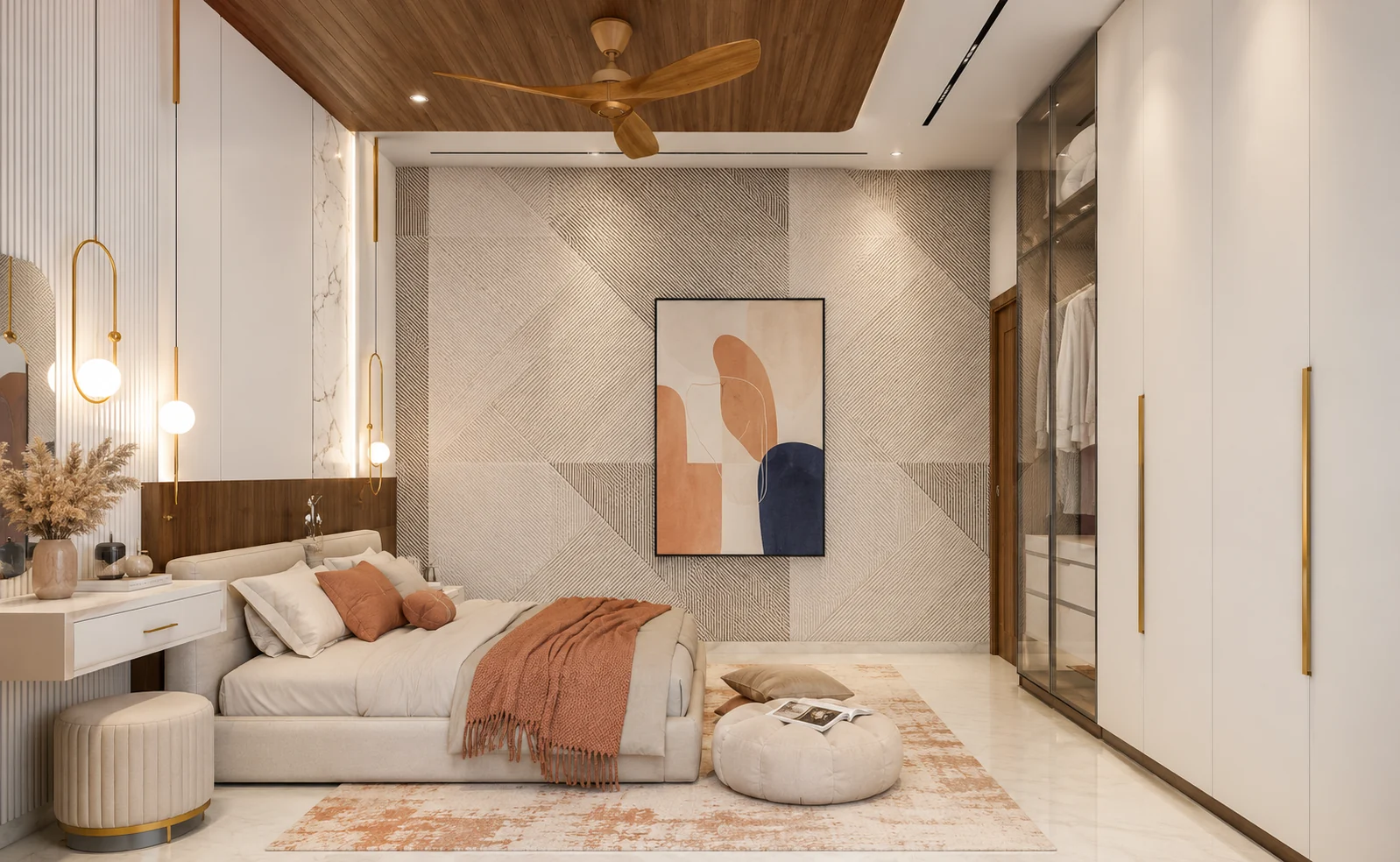 Bed and vanity view for Sandstone Bedroom
