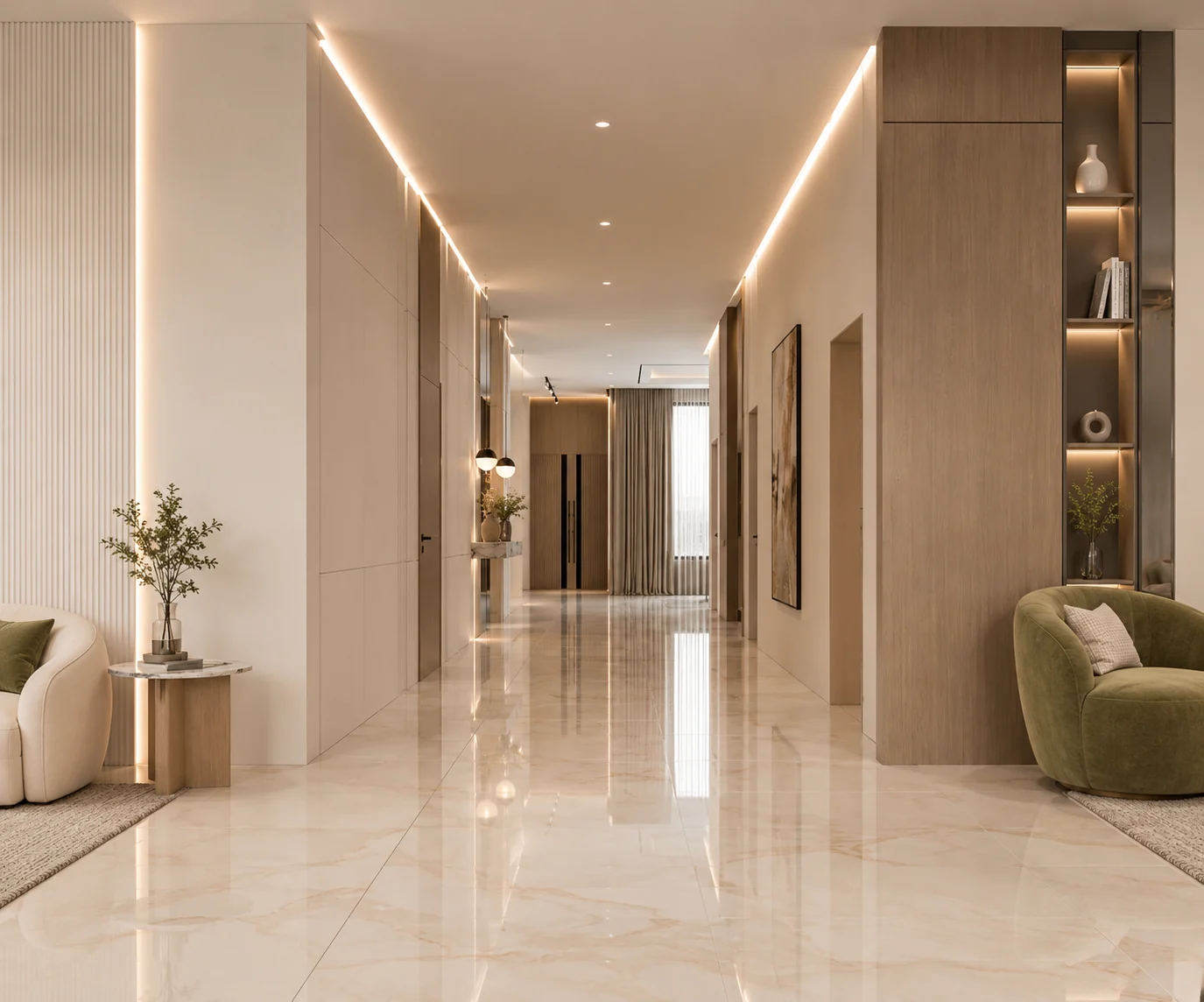 Residential corridor for Serene Gallery Residence